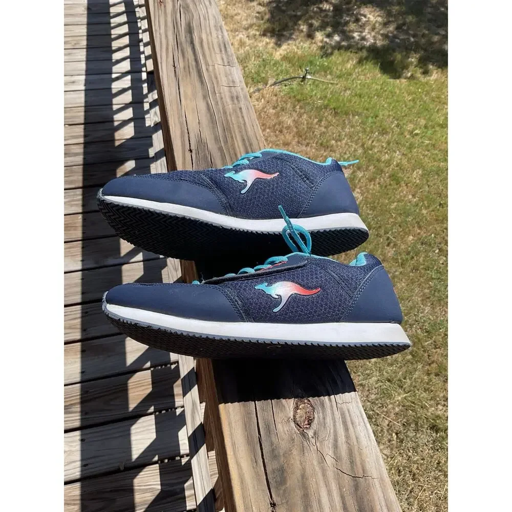 Kangaroos Women's Vintage Shoes Size 10 Blue Orange Zip Pocket Pass